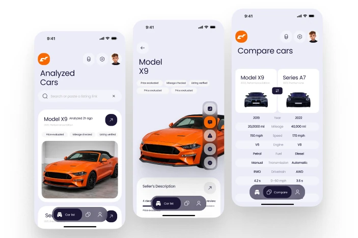 CarScoring app UI screens