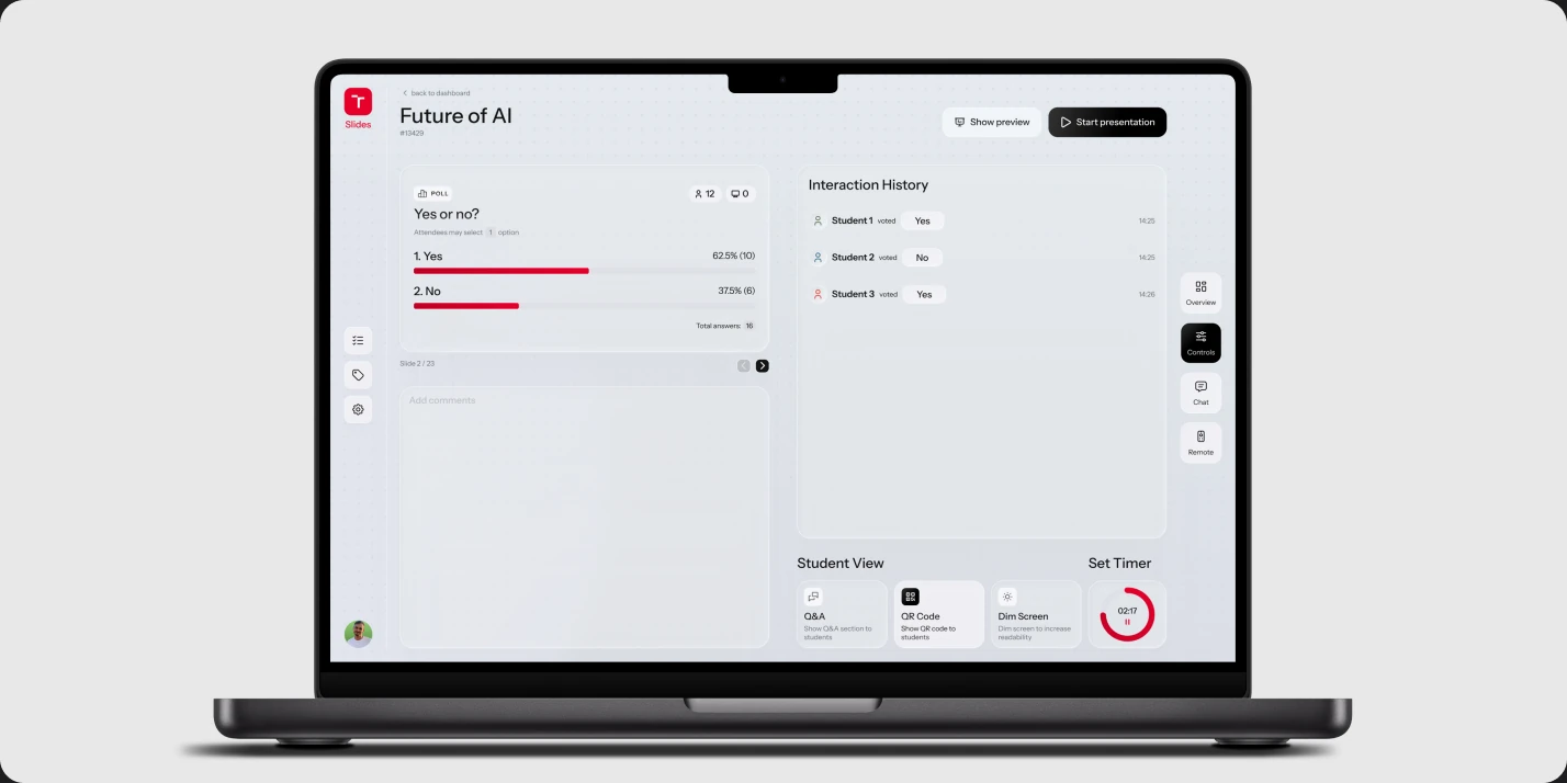 VUT Slides — live poll dashboard with real-time results